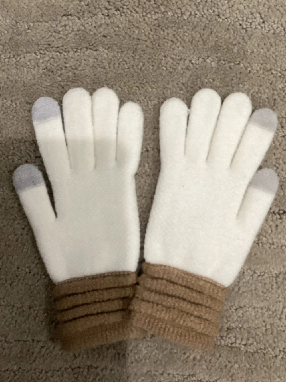 Lands' End Women's Black Fleece Gloves & Cream Tan Cuff Button Gloves